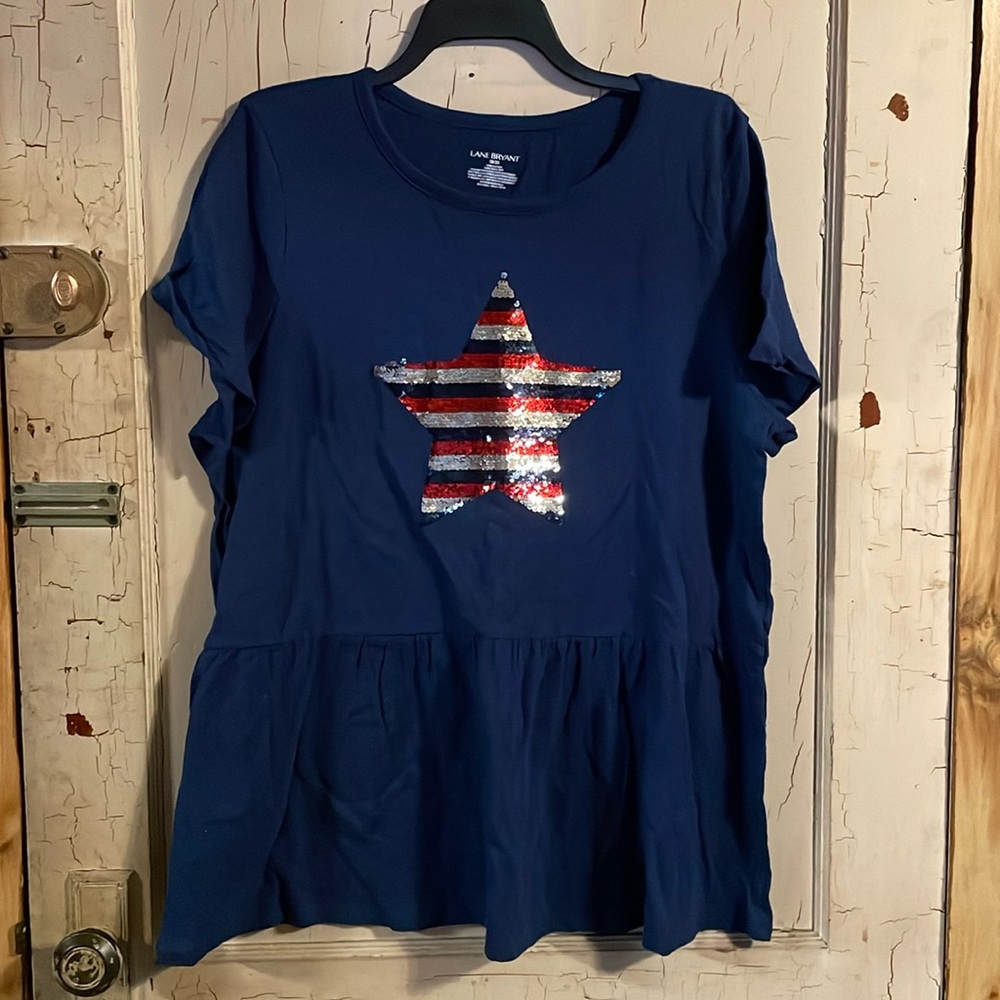 Lane Bryant 18/20 Reversible Star sequin babydoll tshirt